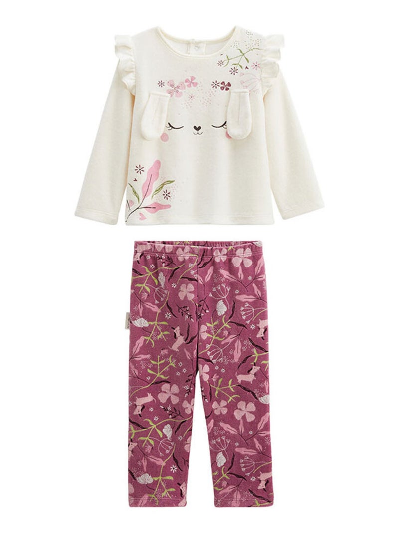 Pyjama enfant 2 pièces en velours Mila Ecru - Kiabi