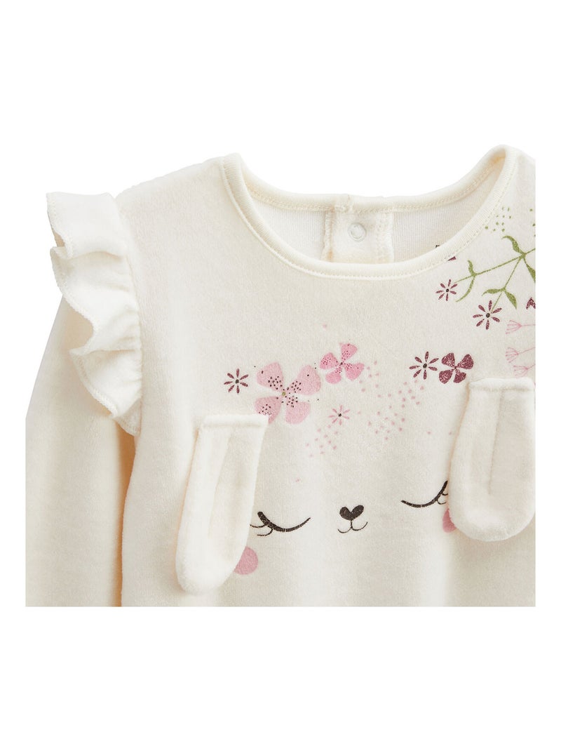 Pyjama enfant 2 pièces en velours Mila Ecru - Kiabi