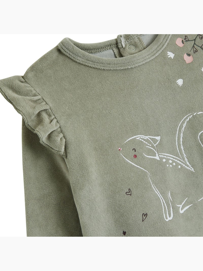 Pyjama enfant 2 pièces en velours misti Kaki - Kiabi