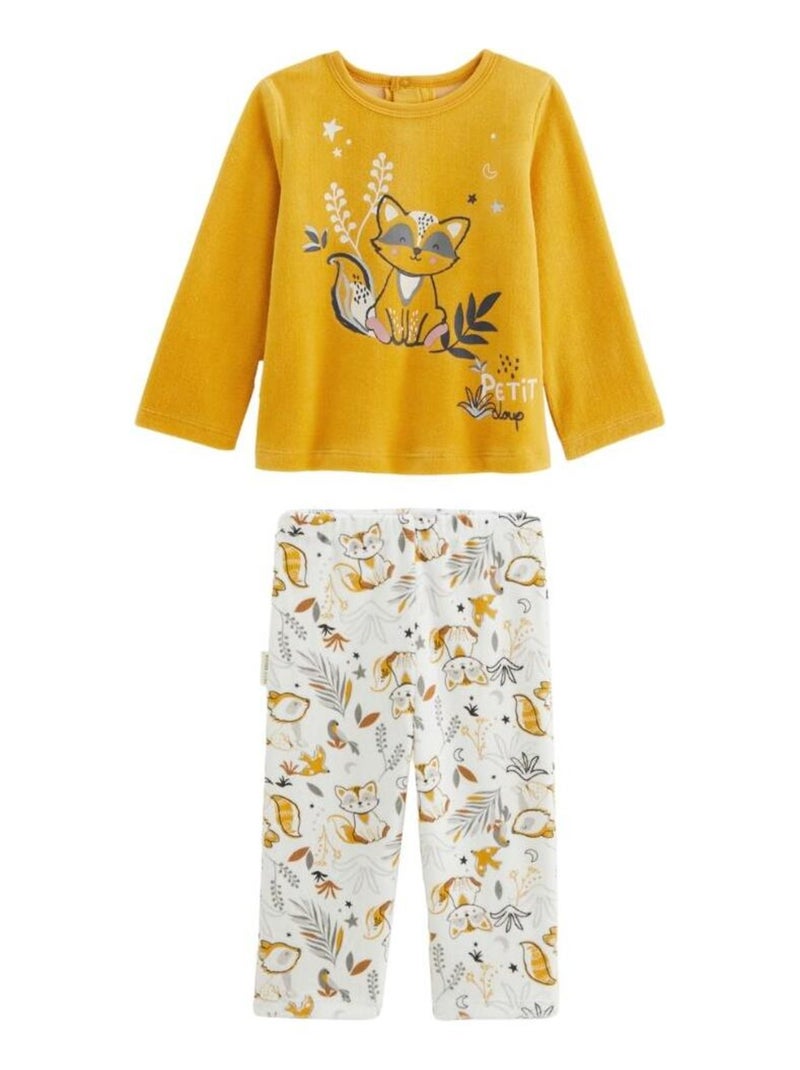 Pyjama enfant 2 pièces en velours Petit Loup Moutarde - Kiabi