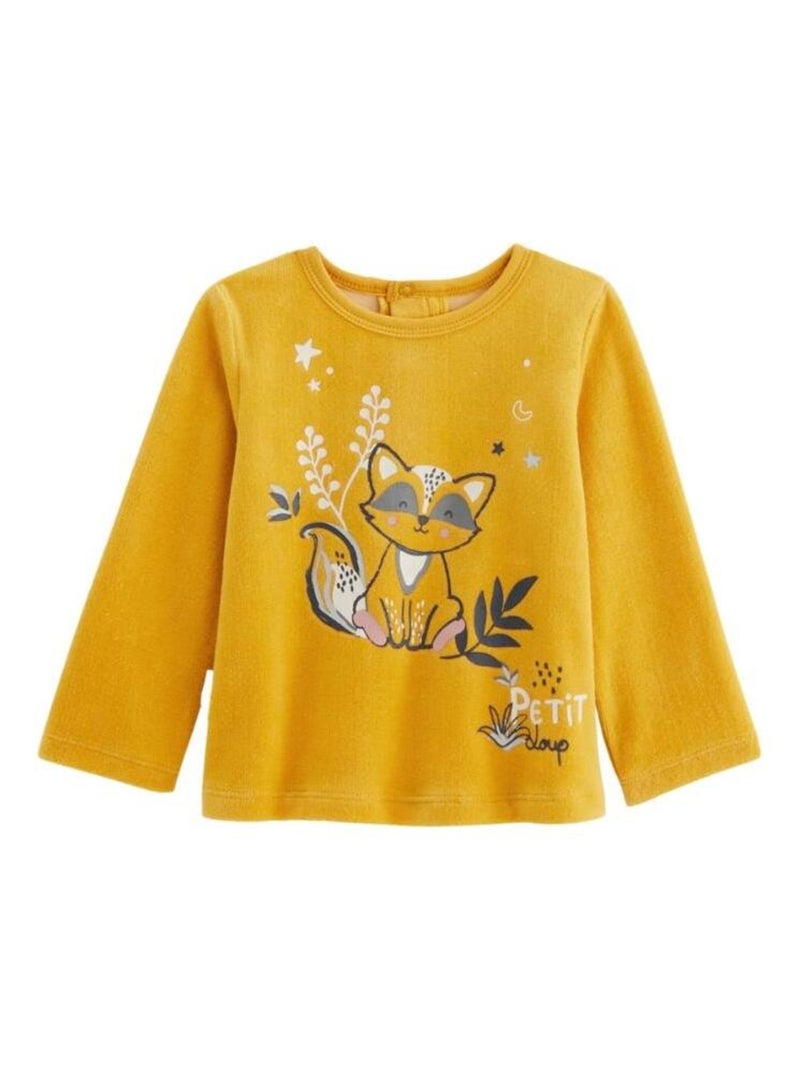 Pyjama enfant 2 pièces en velours Petit Loup Moutarde - Kiabi
