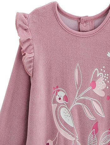 Pyjama enfant 2 pièces en velours rose Louisa