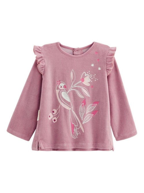 Pyjama enfant 2 pièces en velours rose Louisa - Kiabi