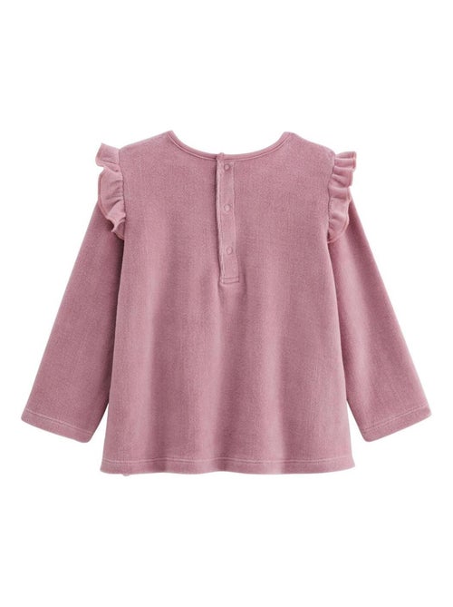 Pyjama enfant 2 pièces en velours rose Louisa - Kiabi