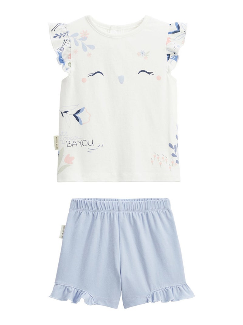 Pyjama enfant 2 pièces manches courtes Tiana Ecru - Kiabi
