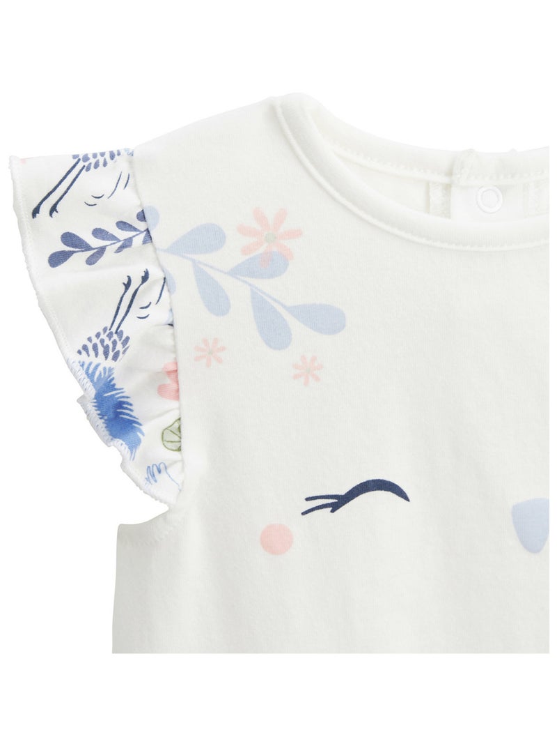 Pyjama enfant 2 pièces manches courtes Tiana Ecru - Kiabi