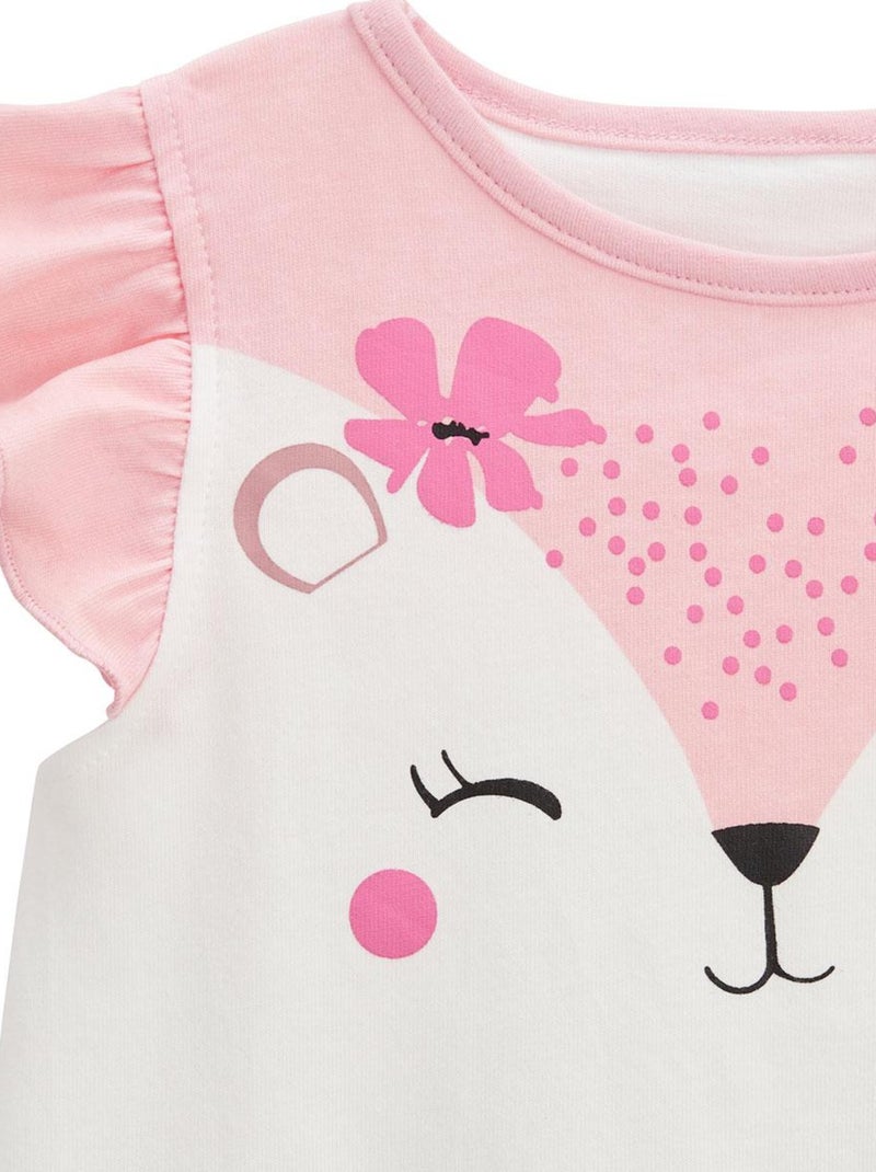 Pyjama enfant manches courtes Petit Safari Rose - Kiabi