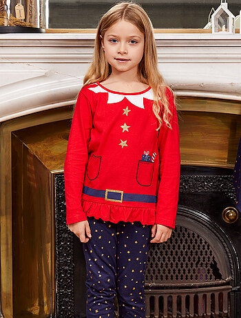 Pyjama et chaussette NOËL rouge/marine imprimé - DODO
