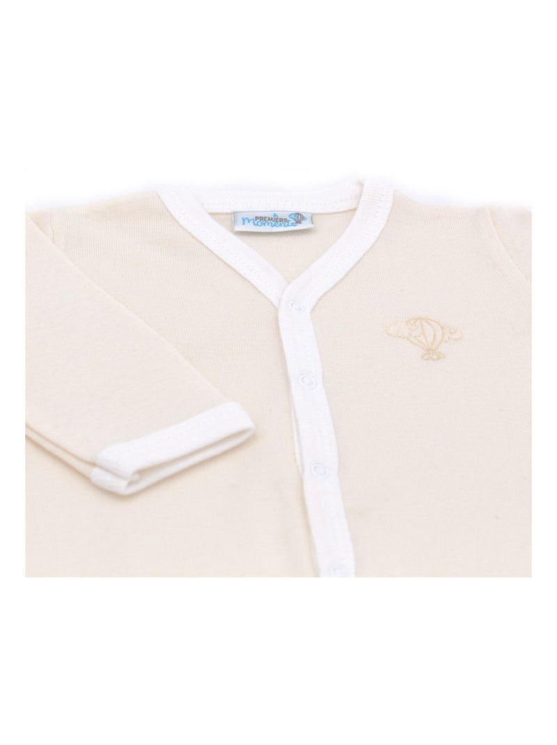 Pyjama été léger - 100% coton biologique - 1 à 6 mois Blanc cassé - Kiabi