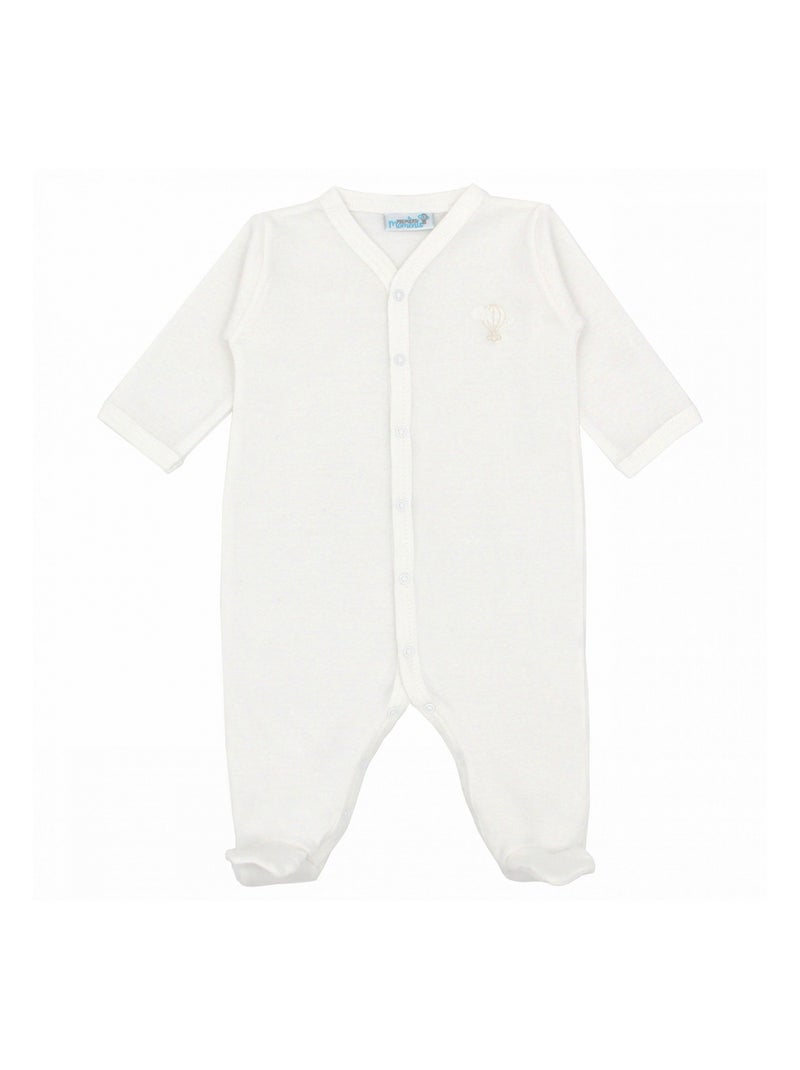 Pyjama été léger - 100% coton biologique - 1 à 6 mois Blanc - Kiabi