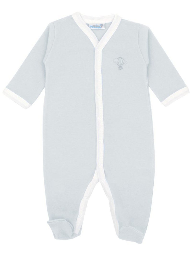 Pyjama été léger - 100% coton biologique - 1 à 6 mois Bleu clair - Kiabi