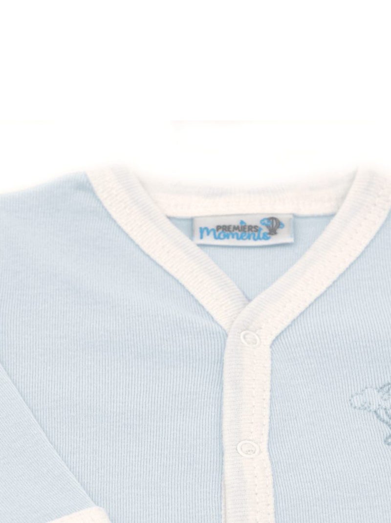 Pyjama été léger - 100% coton biologique - 1 à 6 mois Bleu clair - Kiabi