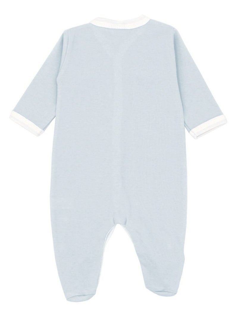 Pyjama été léger - 100% coton biologique - 1 à 6 mois Bleu clair - Kiabi