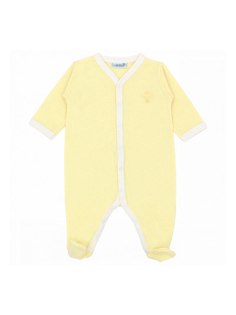 Pyjama été léger - 100% coton biologique - 1 à 6 mois Jaune poussin - Kiabi