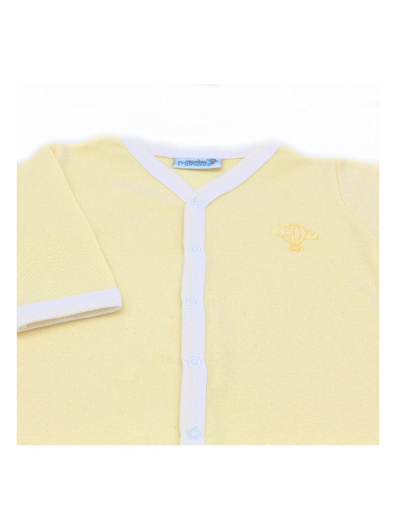 Pyjama été léger - 100% coton biologique - 1 à 6 mois Jaune poussin - Kiabi