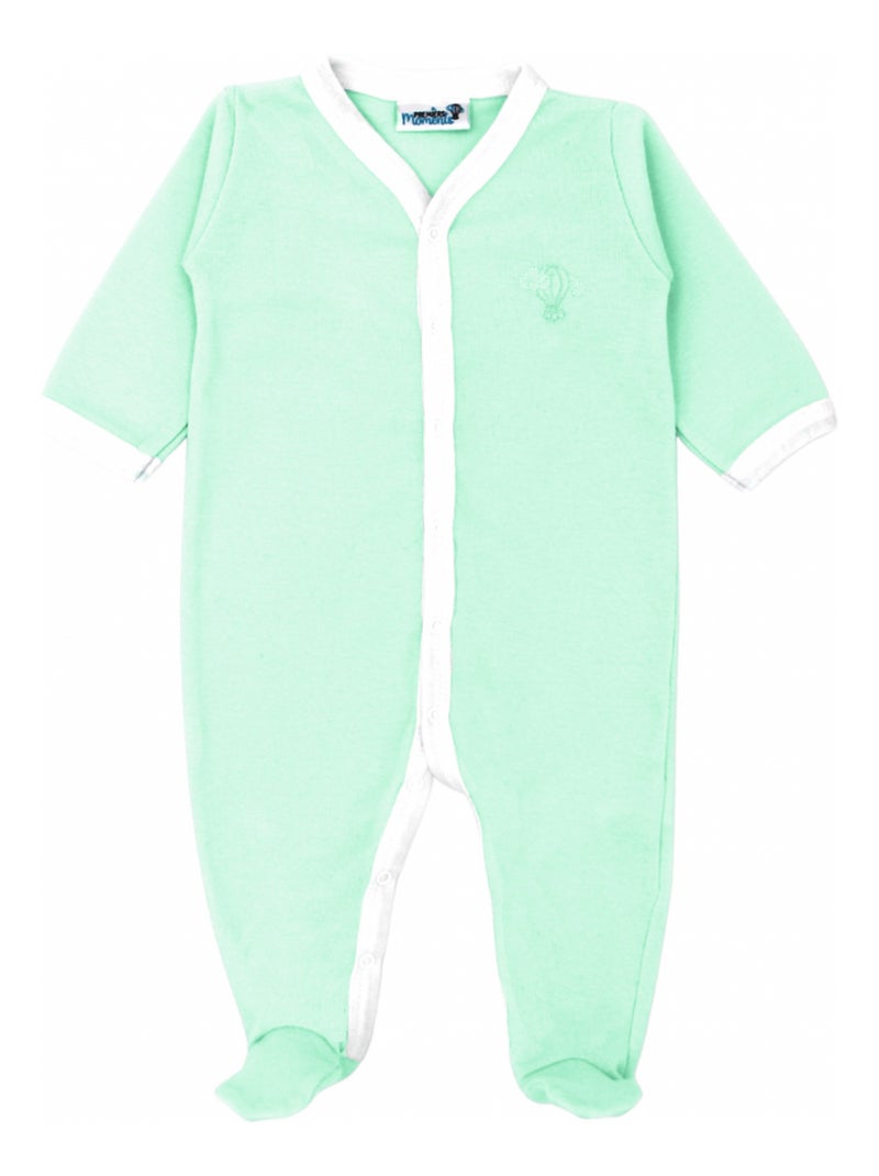 Pyjama été léger - 100% coton biologique - 1 à 6 mois Vert d'eau - Kiabi