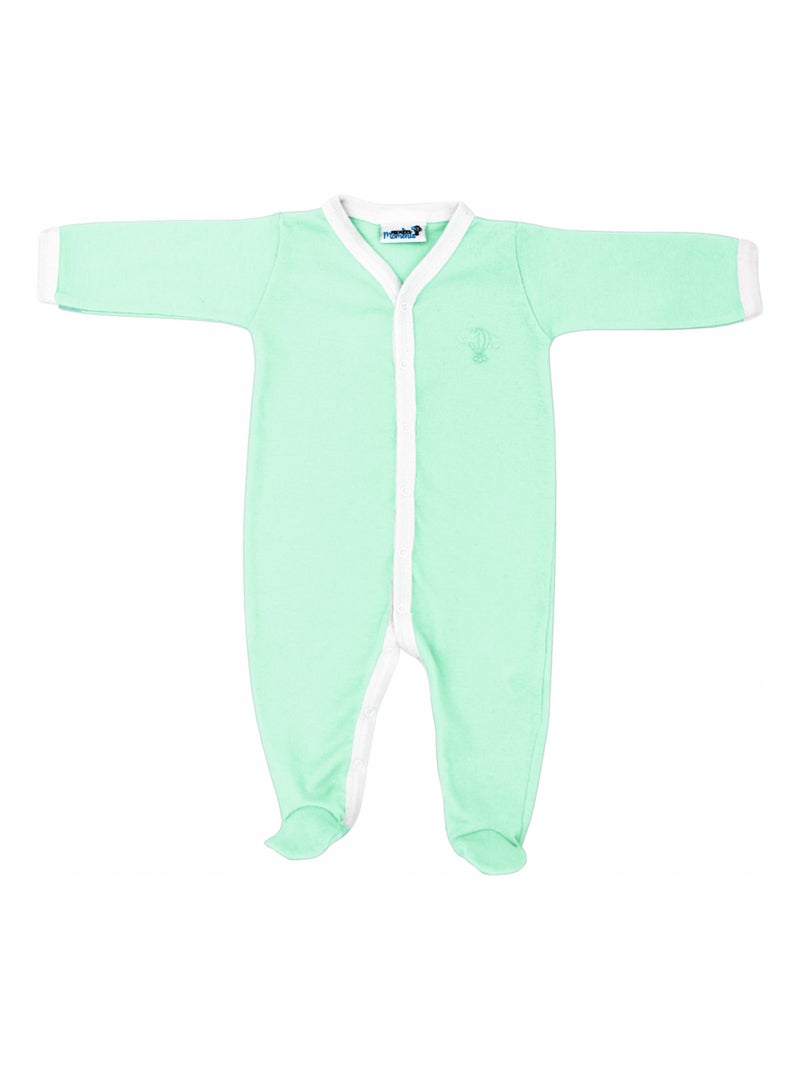 Pyjama été léger - 100% coton biologique - 1 à 6 mois Vert d'eau - Kiabi