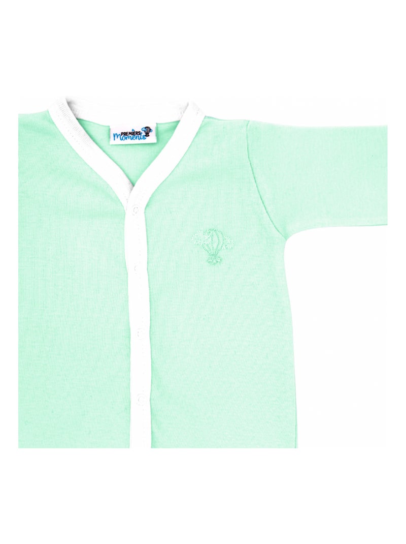 Pyjama été léger - 100% coton biologique - 1 à 6 mois Vert d'eau - Kiabi