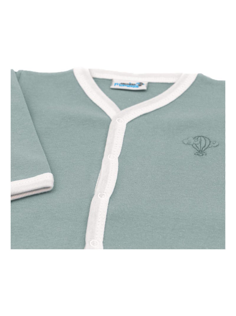 Pyjama été léger - 100% coton biologique - 1 à 6 mois Vert forêt - Kiabi