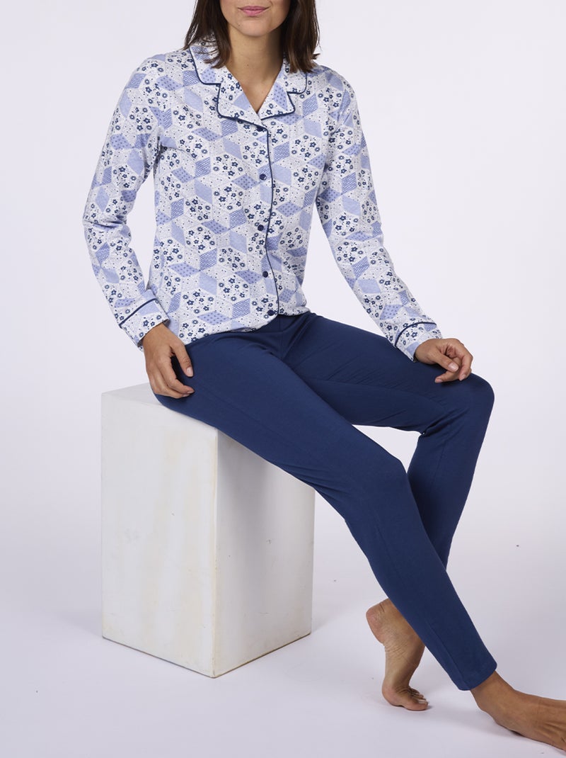 Pyjama   ETOFFE imprimé / marine - DODO Bleu foncé - Kiabi