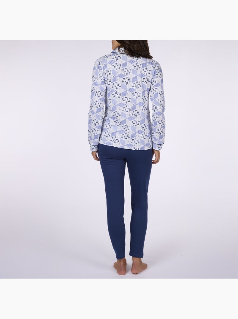 Pyjama   ETOFFE imprimé / marine - DODO Bleu foncé - Kiabi