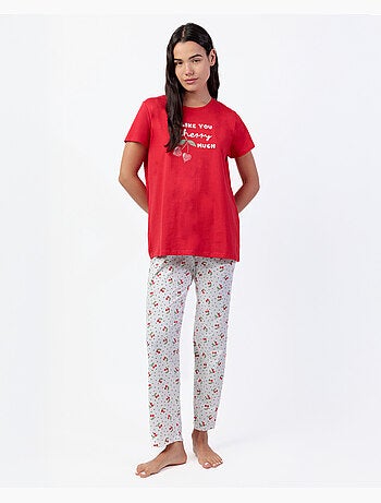 Pyjama femme ADMAS à manches courtes et motif cerises
