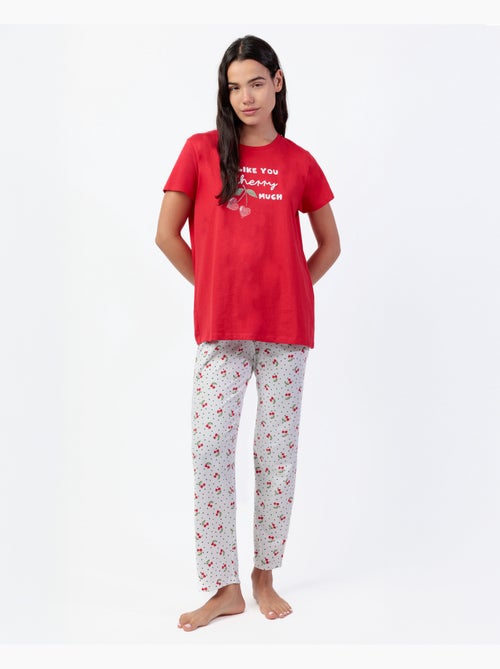 Pyjama femme ADMAS à manches courtes et motif cerises - Kiabi Pyjama femme ADMAS à manches courtes et motif cerises - Kiabi