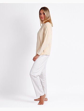 Pyjama femme ADMAS à manches longues et col en V en velours double doux