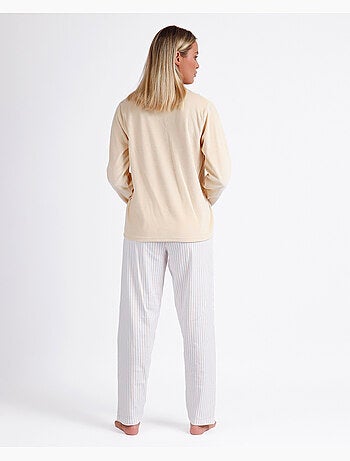 Pyjama femme ADMAS à manches longues et col en V en velours double doux