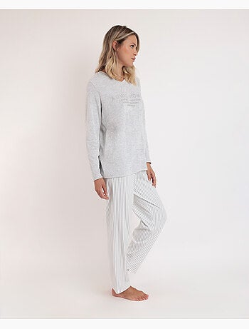 Pyjama femme ADMAS à manches longues et col en V en velours double doux