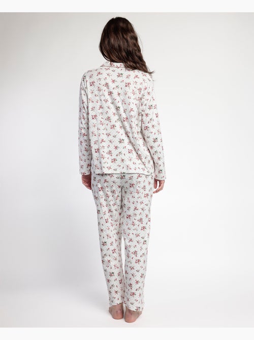 Pyjama femme ADMAS CLASSIC à manches longues et rabat ouvert, motif pois et fleurs - Kiabi Pyjama femme ADMAS CLASSIC à manches longues et rabat ouvert, motif pois et fleurs - Kiabi