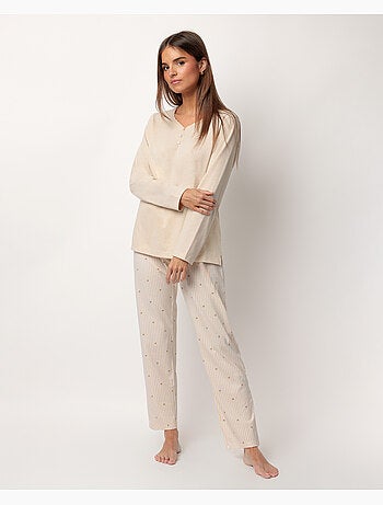 Pyjama femme ADMAS CLASSIC à manches longues, rayures et étoiles