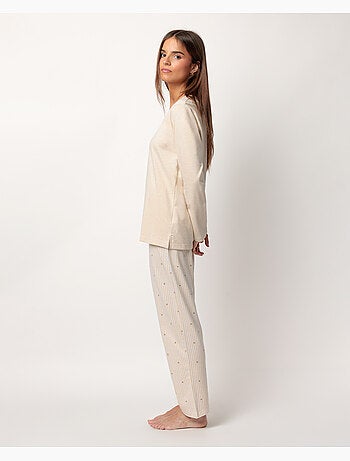 Pyjama femme ADMAS CLASSIC à manches longues, rayures et étoiles