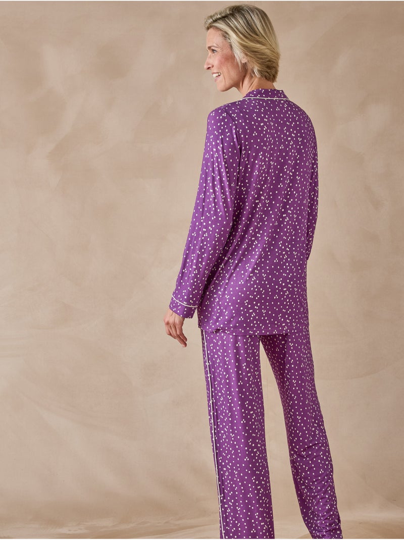 Pyjama femme col tailleur - DAXON Prune - Kiabi