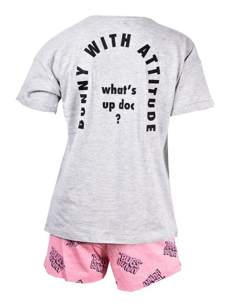 Pyjama Femme LOONEY TUNES Gris Rose - Kiabi