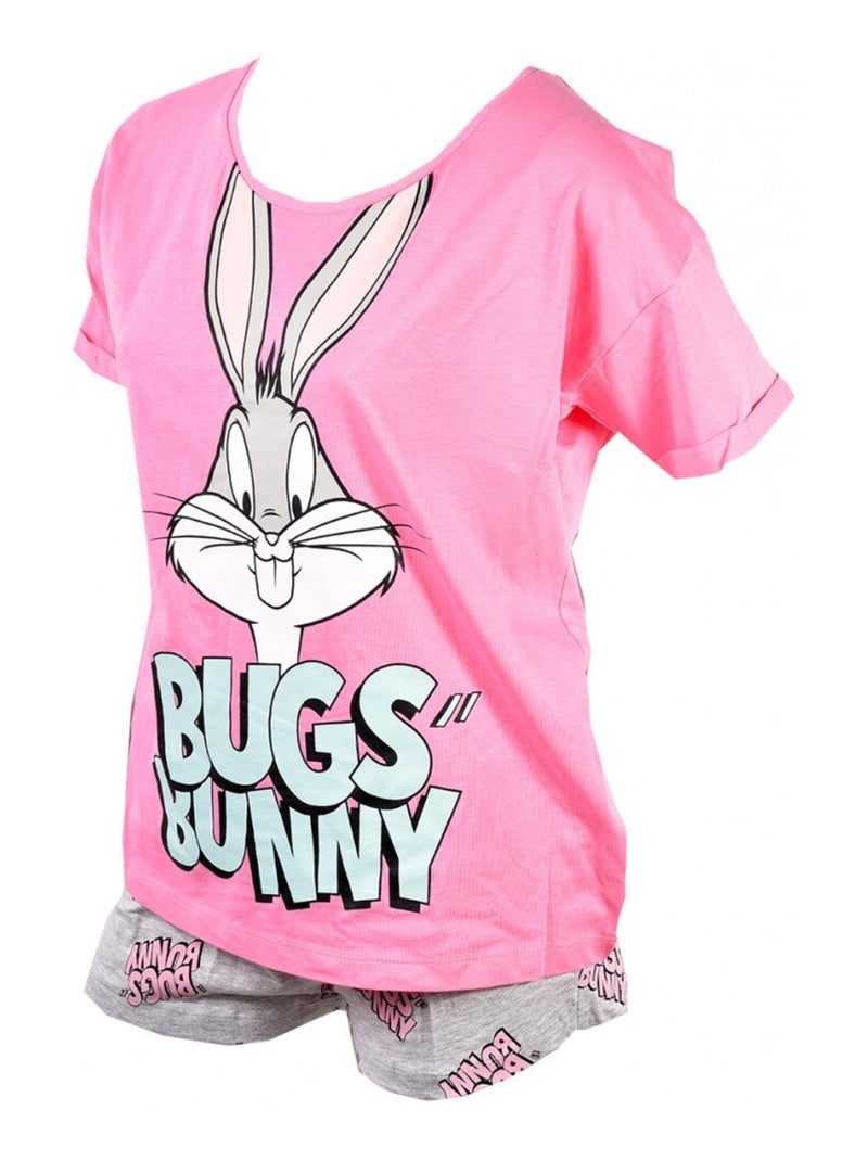 Pyjama Femme LOONEY TUNES Rose Noir Blanc Gris - Kiabi