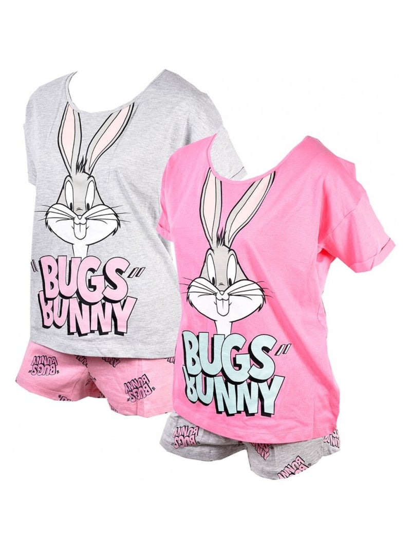 Pyjama Femme LOONEY TUNES Rose Noir Blanc Gris - Kiabi