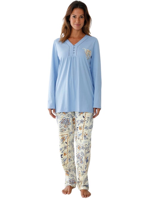 Pyjama femme maille pur coton - DAXON - Kiabi