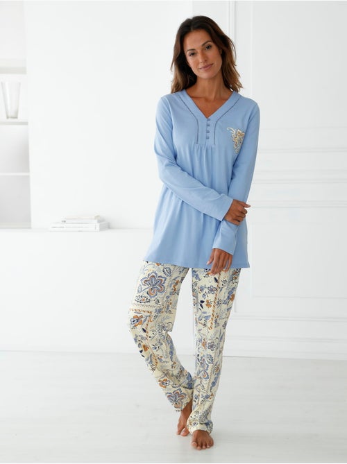 Pyjama femme maille pur coton - DAXON - Kiabi