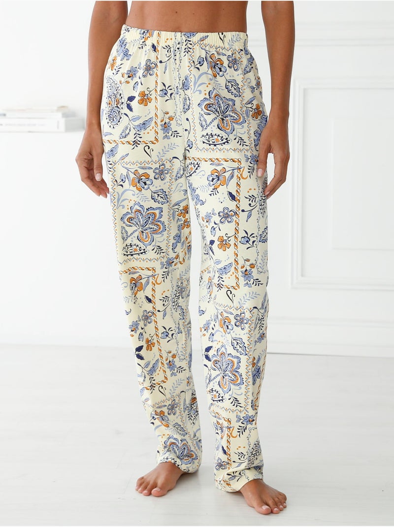 Pyjama femme maille pur coton - DAXON Bleu Multicolore - Kiabi