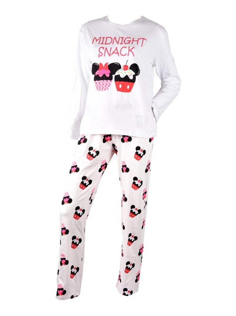 Pyjama Femme MINNIE en Coton - Pack de 2 Blanc Rose - Kiabi