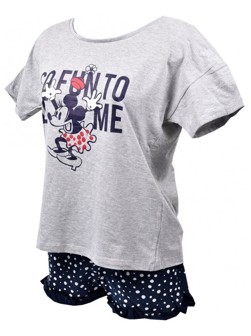 Pyjama Femme MINNIE en Coton - Pack de 2 Gris Blanc - Kiabi