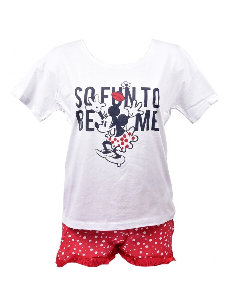 Pyjama Femme MINNIE en Coton - Pack de 2 Gris Blanc - Kiabi