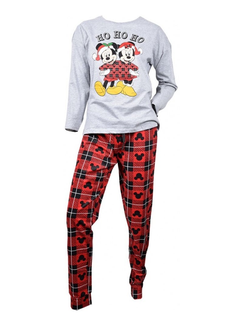 Pyjama Femme MINNIE en Coton Gris Rouge - Kiabi