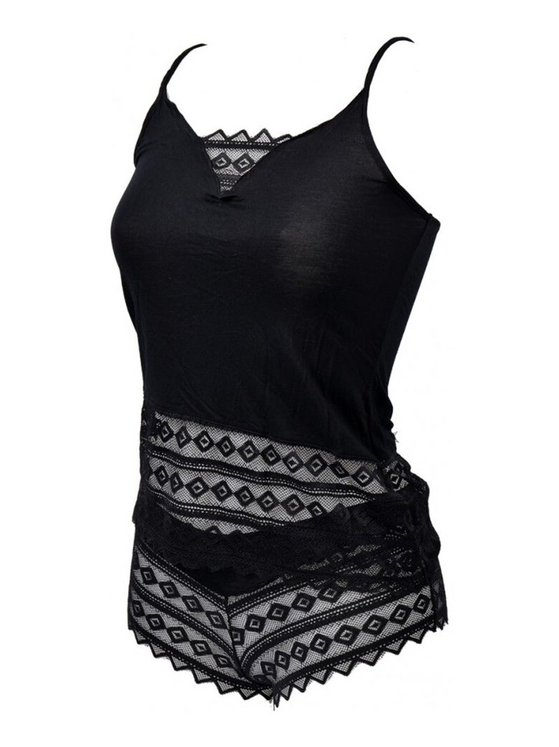 Pyjama Femme NO PUBLIK en Coton - Pack de2 Noir Gris - Kiabi