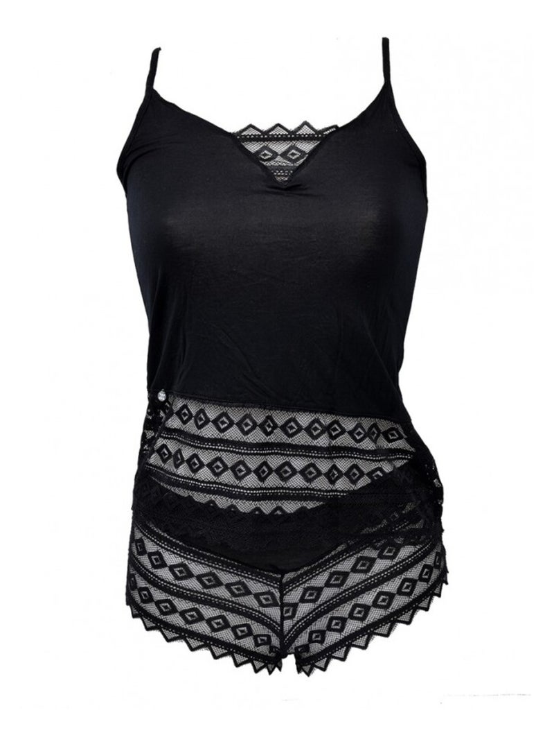 Pyjama Femme NO PUBLIK en Coton - Pack de2 Noir Gris - Kiabi