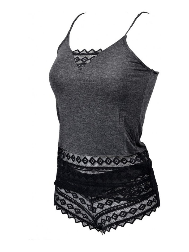Pyjama Femme NO PUBLIK en Coton - Pack de2 Noir Gris - Kiabi