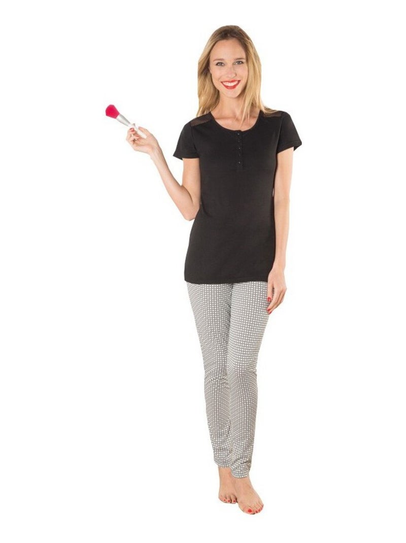 Pyjama Femme Noir Gris - Kiabi