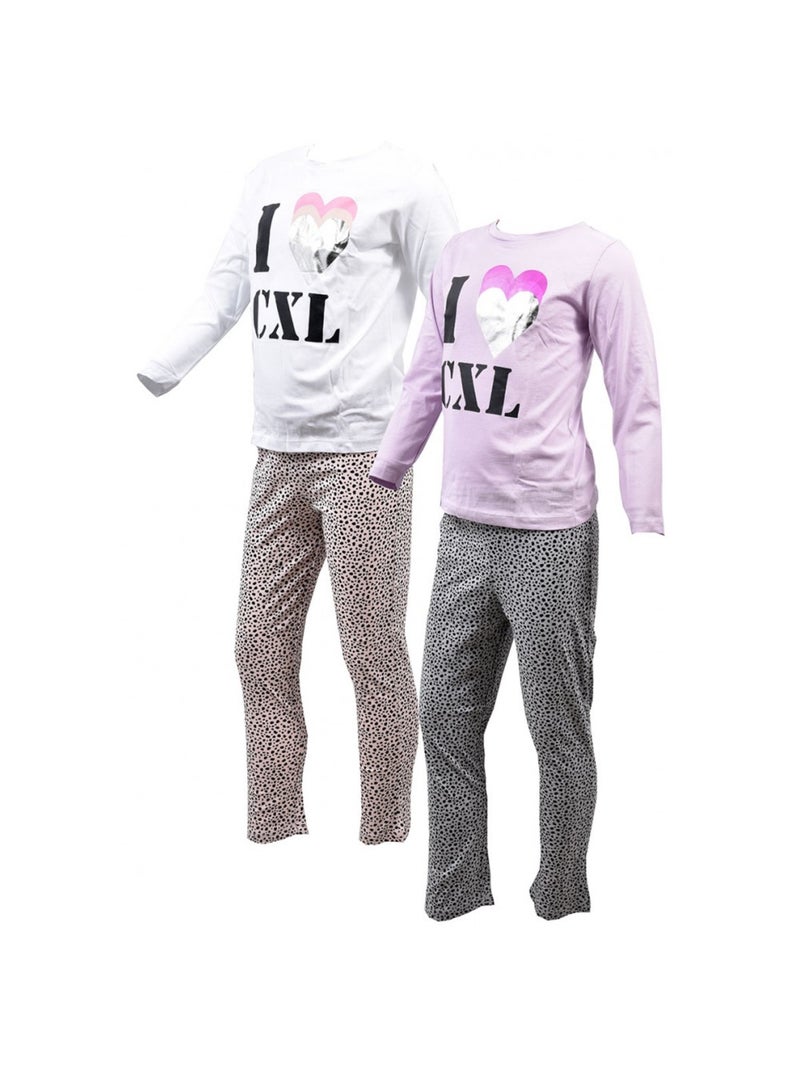 Pyjama Fille CXL By LACROIX - Pack de 2 Bleu Rose Gris - Kiabi