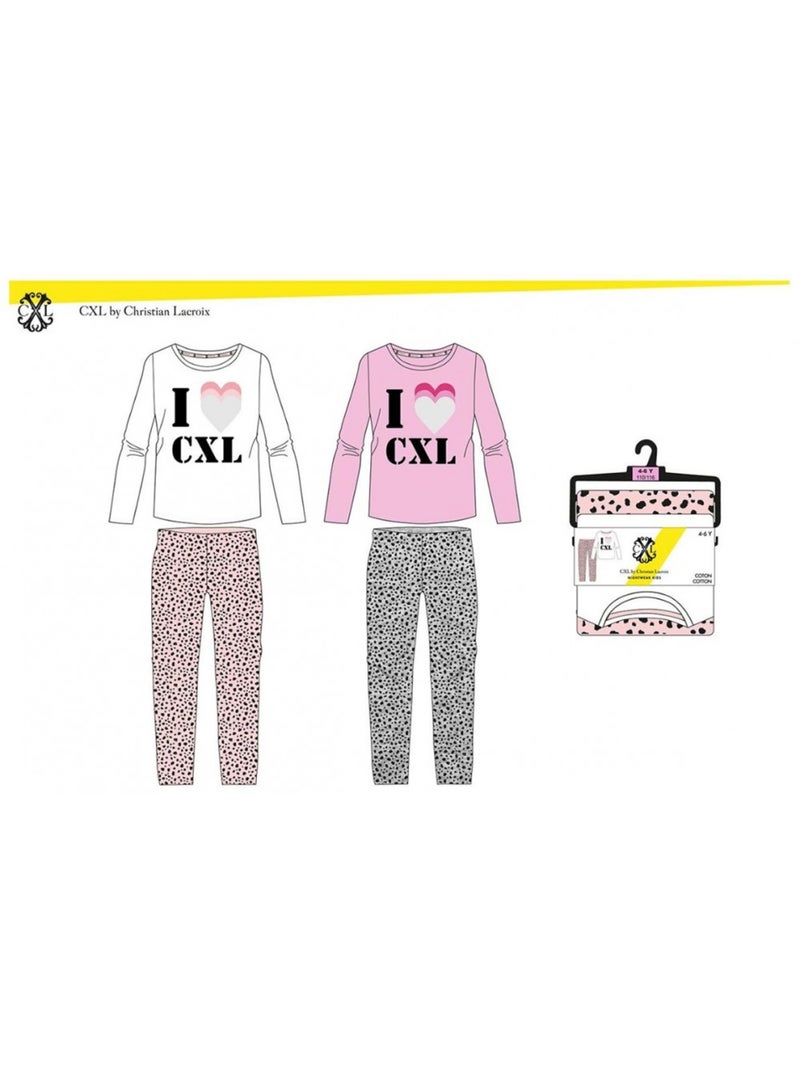 Pyjama Fille CXL By LACROIX - Pack de 2 Bleu Rose Gris - Kiabi